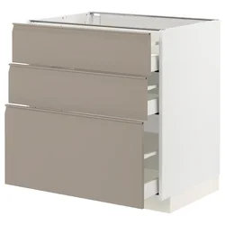 METOD / MAXIMERA Podni element s 3 fioke, bela/Upplöv tamnobež, mat, 80x60 cm
