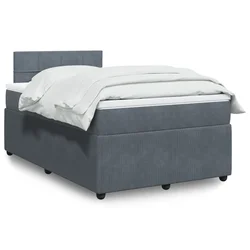 VIDAXL Box spring postelja z vzmetnico temno siva 120x200 cm žamet