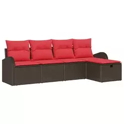 Set sofe s jastukom s pohranom 5 pcs Smeđa i crvena poliratan