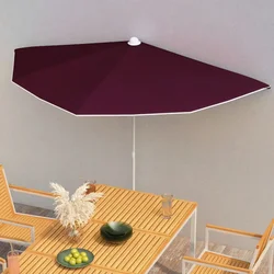 Vrtni polukružni suncobran sa stupom 180 x 90 cm bordo