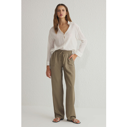 Trendyol Khaki Elastic Waist Fabric Pull On Jogger Pants Trousers