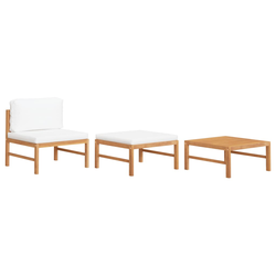 3-dijelna vrtna garnitura od tikovine s krem jastucima