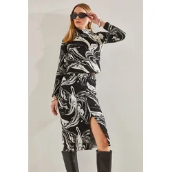 Bianco Lucci Womens Wave Patterned Skirt