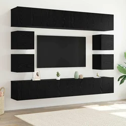 Set TV komoda Zidne 8 pcs Crni hrast Konstruirano drvo