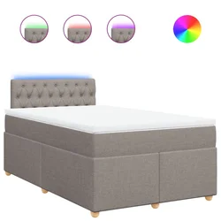 Vidaxl Box spring postelja z vzmetnico taupe 120x200 cm blago