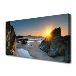tulup.si Slika na platnu Rock beach sun landscape 120x60 cm