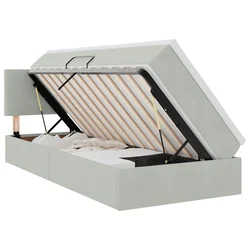 LED krevet za pohranu s madracem Svjetlosiva 90 x 190 cm Baršun