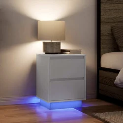 Noćni ormarići s LED svjetlima 2 kom bijeli 38x34x50 cm