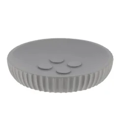 Posuda za sapun okrugla sa prugama poliresin siva tendance