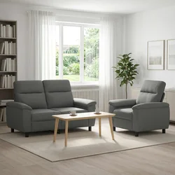 vidaXL Kavčna garnitura 2 pcs Temno siva Blago