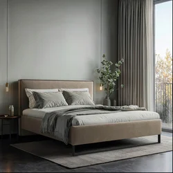 MID.YOU OBLAZINJENA POSTELJA 140 cm x 200 cm , les, tekstil, leseni material rjava