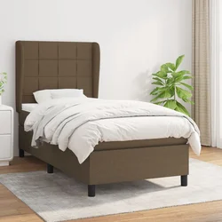 Den Box spring postelja z vzmetnico temno rjava 80x200 cm blago
