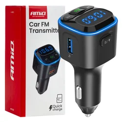 AMIO Avtomobilski FM oddajnik microSD 1×USB-A 2×USB-C 12V 24V -04651