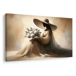 Slika silhueta ženske s cvetjem - 30x20