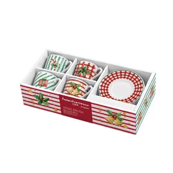 Tognana Set od 4 šoljice za kafu New Milk&C Xmas Brush, 10 cl, Sa tacnama, Šareni