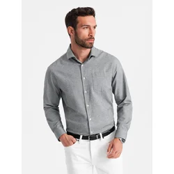 Ombre Mens shirt with pocket REGULAR FIT - grey melange