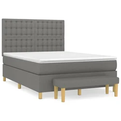 Vidaxl Box spring posteljni z vzmetnico temno siv 140x190 cm blago