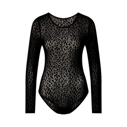 Womens Flock Lace Body Black