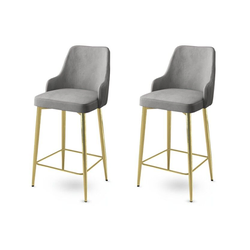 Hanah Home Set barskih stolica Enox, 2 komada, Sivo-zlatni