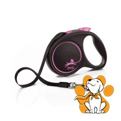Flexi Black Design Povodac Sa Trakom i Regulacijom Za Pse Do 25kg, 5m, Roze