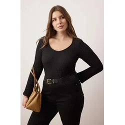 Trendyol Curve Ženska bluza Tbbaw26Af00034, Crna