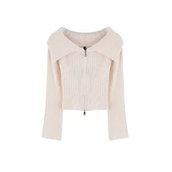Trendyol ženski duks Stone Turn-Down Collar Double Zipper Knitwear Cardigan, siva