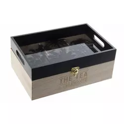 Kutija za čaj sa poslužavnikom tropical black 24x16x10