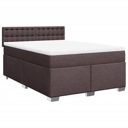 Vidaxl Box spring postelja z vzmetnico temno rjava 160x200 cm blago
