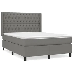 Vidaxl Box spring posteljni z vzmetnico temno siv 140x190 cm blago