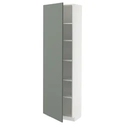 METOD Visoki element s policama, bela/Nickebo mat sivozelena, 60x37x200 cm