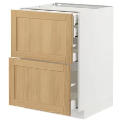 METOD / MAXIMERA Pod.orm.2front/2dnj/1srd/1vis.fiok, bela/Forsbacka hrastovina, 60x60 cm