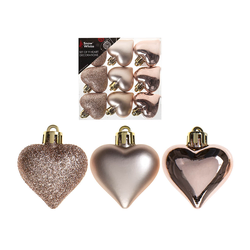 Kuglice za bor, UKRAS Srca Rose Gold 9/1