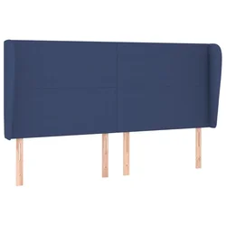 Vidaxl Vzglavje z ušesi modro 203x23x118/128 cm blago