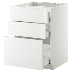 METOD / MAXIMERA Pod.ormar.grej.ploča/3front/3fiok, bela/Ringhult bela, 60x60 cm