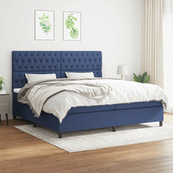 Vidaxl Box spring postelja z vzmetnico moder 200x200 cm blago