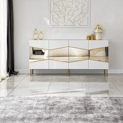 Hanah Home Komoda Nice 180x80x40cm Belo-Zlatna