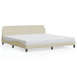 Vidaxl Posteljni okvir Dover krem 200x200 cm blago
