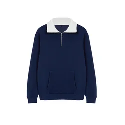 Trendyol Navy Blue Oversize/Wide Cut Stand Collar Sweatshirt
