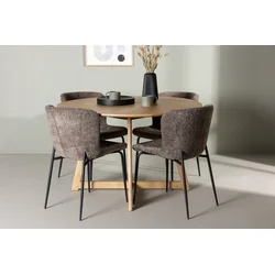 Venture Design Jedilna miza in stol komplet Yakidon Modesto miza 120x75 cm stoli 54x79,5x48 cm rjava