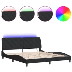 Okvir kreveta s LED-om bez madraca crni 180 x 200 cm baršunasti