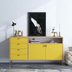 Wallity Komoda LIORA 140x86x40cm Hrast-Žuta