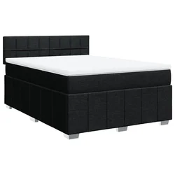Vidaxl Box spring postelja z vzmetnico črna 140x200 cm blago