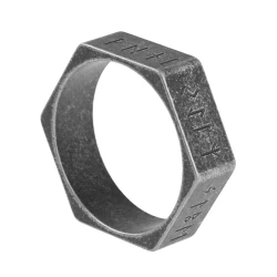Prstan Hexagon Viking Nordic Runes - BLACK - SS8-R230 BLACK