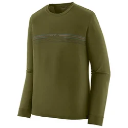 Patagonia L/S Cap Cool Merino Blend Graphic tričko, strata stripe: pond green (L)