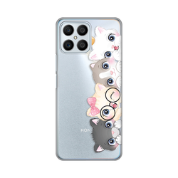 TELEMPIRE Silikonska maska Print Skin za Honor X8 Cats providna