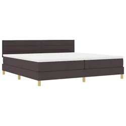 Vidaxl LED Box Spring Postelja Temno rjava 200 x 200 cm blago