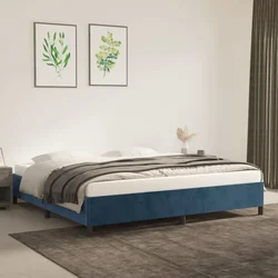 shumee vidaXL Posteljni okvir brez vzmetnice, temno moder, 200x200 cm, žamet