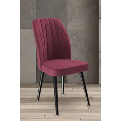 Hanah Home set trpezarijskih stolica Platinum 6 kom, bordo tkanina Jerry, crne metalne noge
