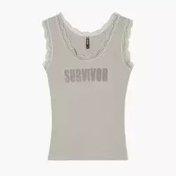 Cropp - Top s printom - tamno siva