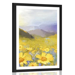 Plakat s paspartujem polje marjetic - 30x45 silver